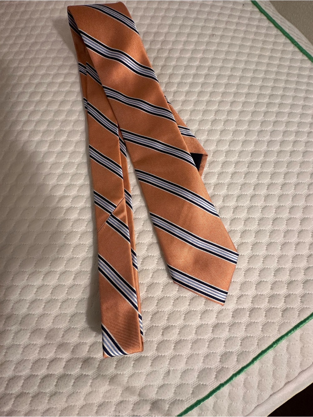 Men's Orange Striped Silk Tie - Classic Diagonal Stripe